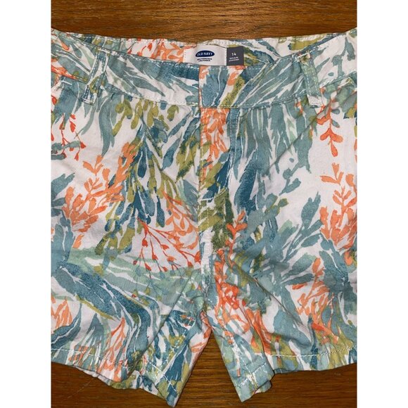Old Navy Floral Patterned Shorts Size 14 Cotton Blend - Picture 2 of 4